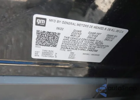 2022 Chevrolet Equinox Awd Lt from USA, damaged, VIN 3GNAXUEV9NL248258